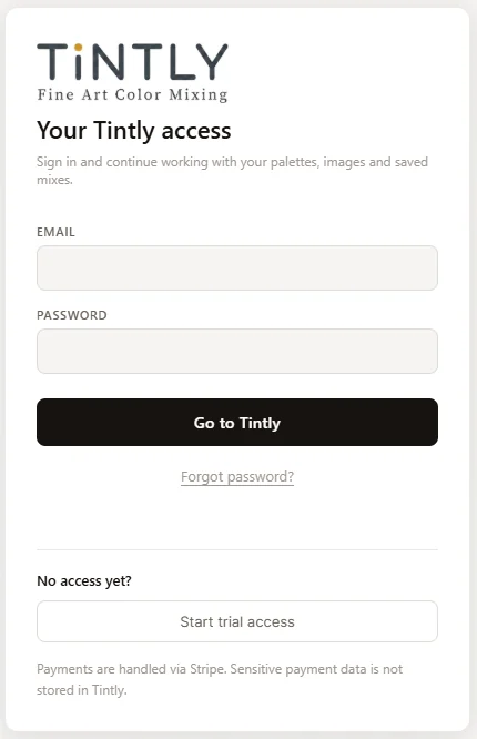 TiNTLY login and first setup